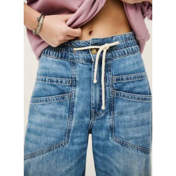NEW BA&SH mima elastic waist jeans in blue